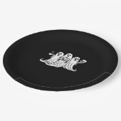 Spooky Coffee Sipping Pumpkin Holding Pappteller (Schrägansicht)