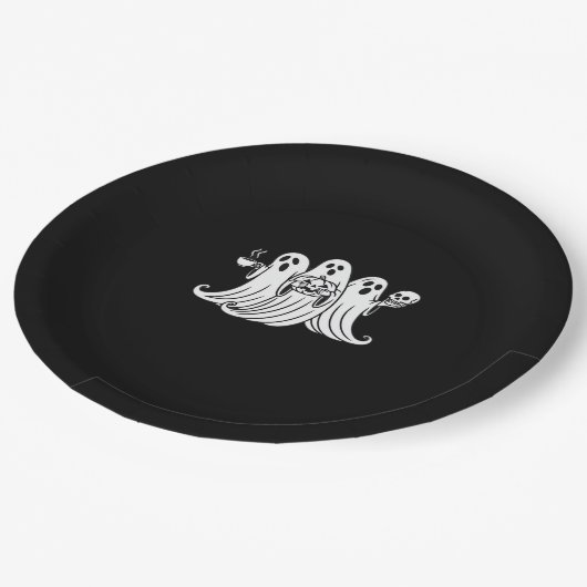 Spooky Coffee Sipping Pumpkin Holding Pappteller (Schrägansicht)