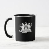 Spooky Coffee-Sipping Pumpkin-Holding Skull-Displa Tasse (Links)
