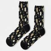 Spooky Coffin und Raven Halloween Socken (Linkes Detail)