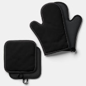 Spooky Color Black Oven Mitt Pot Holding Set (Vorderseite/Rückseite)