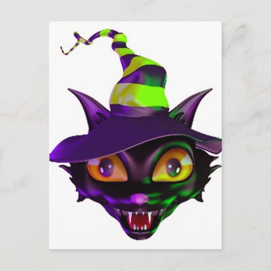 Spooky Colorful Cat Postkarte (Vorderseite)