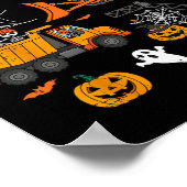 Spooky Construction Trucks Kleinkind Boys Hallowee Poster (Ecke)