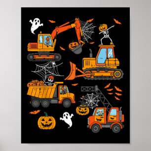 Spooky Construction Trucks Kleinkind Boys Hallowee Poster