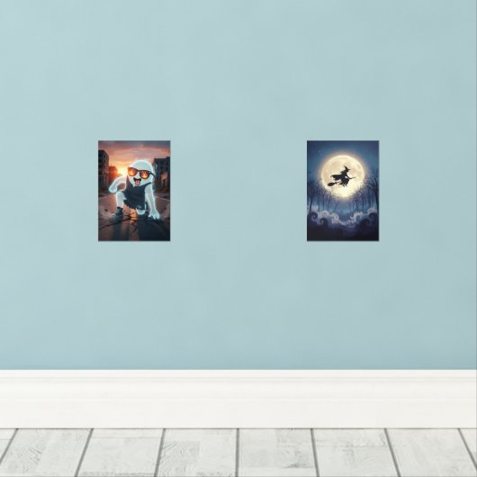 Spooky Cool Ghost Fun & Hexy Halloween Bilderwand Sets (Holzboden)