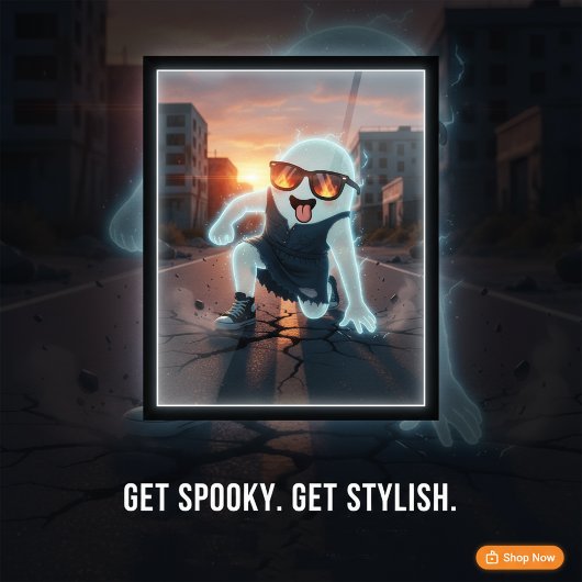 Spooky Cool Ghost Fun & Niedliches Halloween Poster
