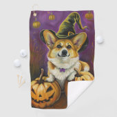 Spooky Corgi Dog Halloween Hexenkürbis Golfhandtuch (Insitu)