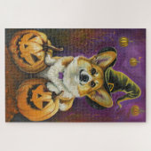 Spooky Corgi Dog Halloween Hexenkürbis Puzzle (Horizontal)