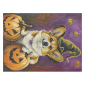 Spooky Corgi Dog Halloween Hexenkürbis Tischdecke (Vorderseite (Horizontal))