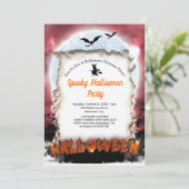 Spooky Costume Halloween Party  Einladung (Stehend Vorderseite)