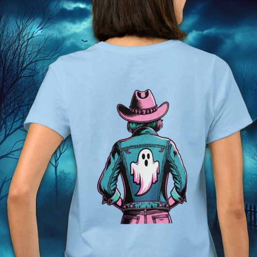 Spooky Cowgirl mit Ghost Pop Art Shirt