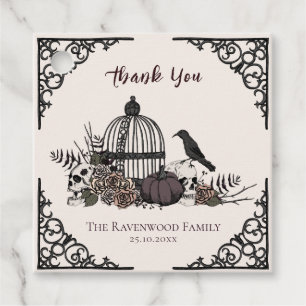 Spooky Cream Gothic Skull und Rose Vielen Dank Geschenkanhänger