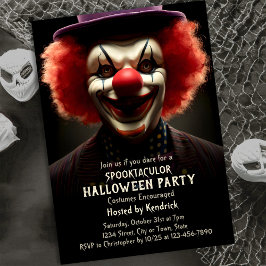Spooky Creepy Clown Halloween Costume Party Einladung
