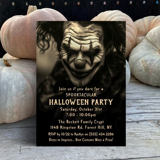 Spooky Creepy Clown Vintages Halloween-Party Einladung