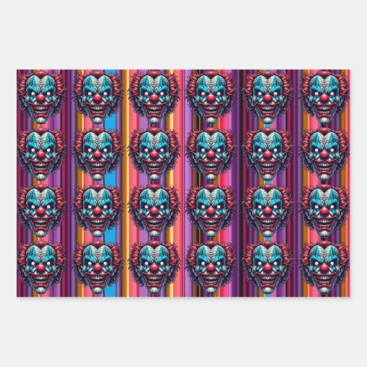 Spooky Creepy Clown Zombie Abandoned Carnival Geschenkpapier Set (Vorderseite 3)