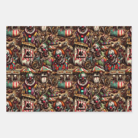 Spooky Creepy Clown Zombie Abandoned Carnival Geschenkpapier Set (Vorderseite 2)