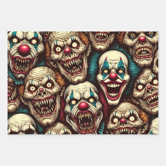Spooky Creepy Clown Zombie Abandoned Carnival Geschenkpapier Set (Vorderseite)