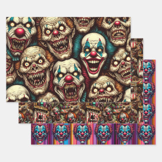 Spooky Creepy Clown Zombie Abandoned Carnival Geschenkpapier Set