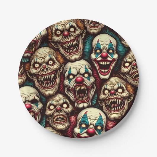 Spooky Creepy Clown Zombie Halloween Pappteller (Vorderseite)