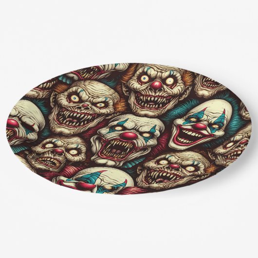 Spooky Creepy Clown Zombie Halloween Pappteller (Schrägansicht)