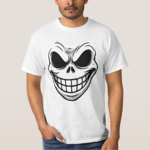 Spooky Creepy Face Cartoon Line Art T - Shirt