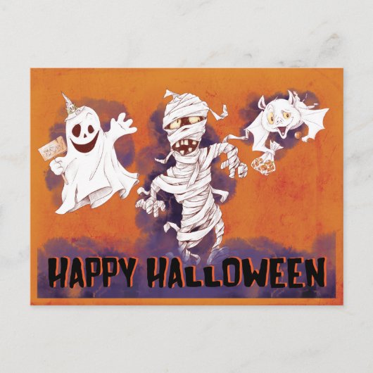 Spooky Creepy Happy Halloween Postkarte (Vorderseite)