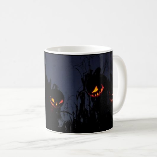 Spooky Creepy Scarecrow Halloween-Kürbislaternen Kaffeetasse (VorderseiteRechts)