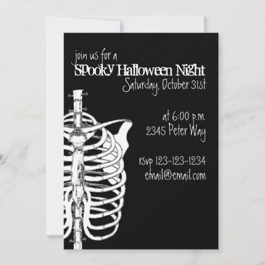 Spooky Creepy Skeleton X-Ray Halloween-Party Einladung (Vorderseite)