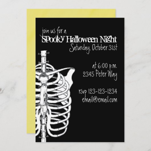 Spooky Creepy Skeleton X-Ray Halloween-Party Einladung (Vorne/Hinten)