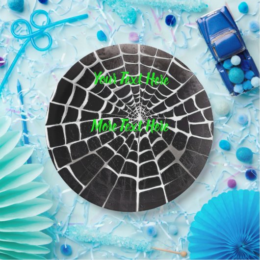 Spooky Creepy Spiderweb Pattern Halloween Custom Pappteller (Party)