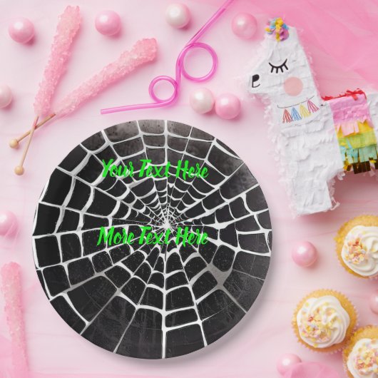 Spooky Creepy Spiderweb Pattern Halloween Custom Pappteller (Party)