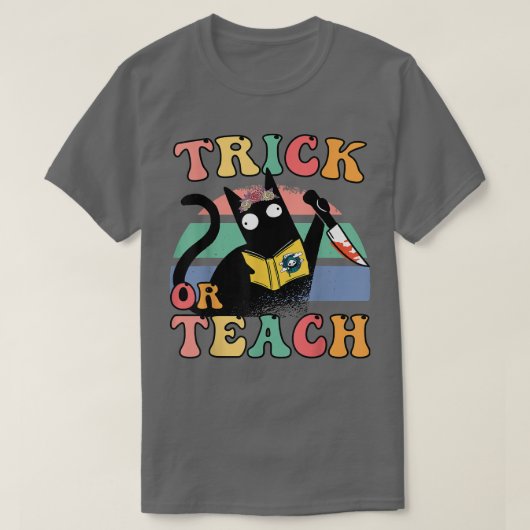 Spooky Crew Trick oder Lehrer der Saison Groovy T-Shirt (Design vorne)