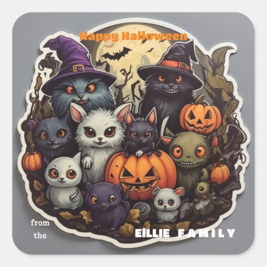 Spooky Critters Halloween Square Sticker (Vorderseite)