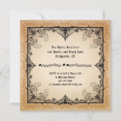 Spooky Crow auf einem Grabstein und Fledermäuse Ha Einladung (Rückseite)