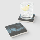 Spooky Crows Stone Untersetzer (Seitenansicht)