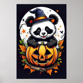 Spooky Cuddles, Adorable Halloween Panda Poster