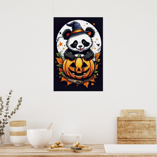 Spooky Cuddles, Adorable Halloween Panda Poster (Küche)