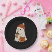 Spooky Cute Adorable Ghost Red Beanie Halloween  Pappteller (Party)