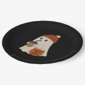 Spooky Cute Adorable Ghost Red Beanie Halloween  Pappteller (Schrägansicht)
