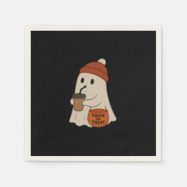 Spooky Cute Adorable Ghost Red Beanie Halloween  Serviette