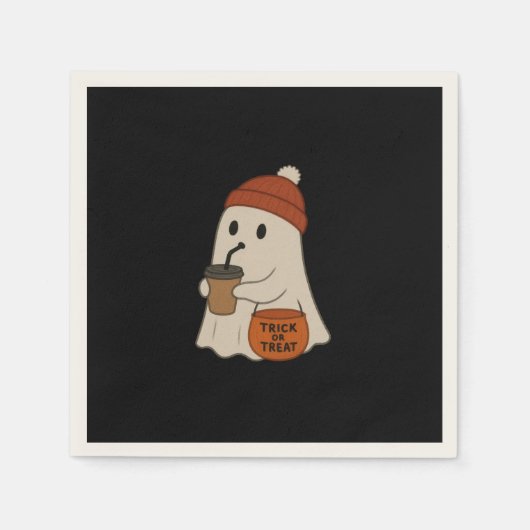 Spooky Cute Adorable Ghost Red Beanie Halloween  Serviette (Vorderseite)