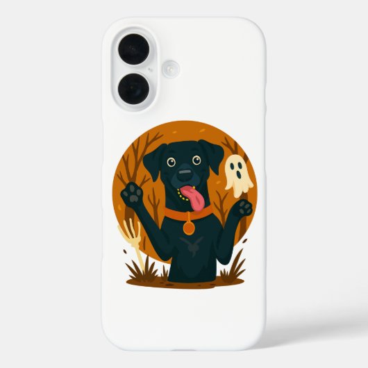 Spooky Cute Black Dog with Ghost Case-Mate iPhone Hülle (Rückseite)