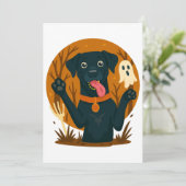 Spooky Cute Black Dog with Ghost  Einladung (Stehend Vorderseite)