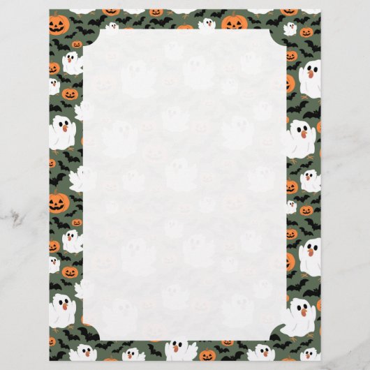 Spooky Cute Ghost Chickens with Pumpkins Card (Vorderseite)