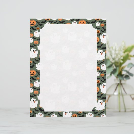 Spooky Cute Ghost Chickens with Pumpkins Card (Stehend Vorderseite)