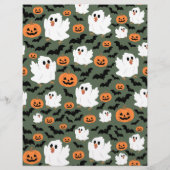 Spooky Cute Ghost Chickens with Pumpkins Card (Rückseite)