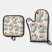 Spooky Cute Ghosts: Hauntingly Fun! Ofenhandschuh & Topflappen-Set (Vorderseite)