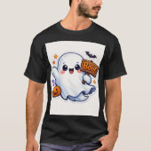 Spooky-Cute Halloween Ghost Sticker T-Shirt (Vorderseite)