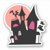 Spooky Cute House Sticker – Soft Ghost Vibes (Vorderseite)