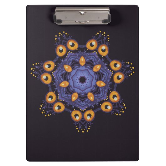 Spooky Cute Mandala Monster Art Halloween Creature Klemmbrett (Vorderseite)